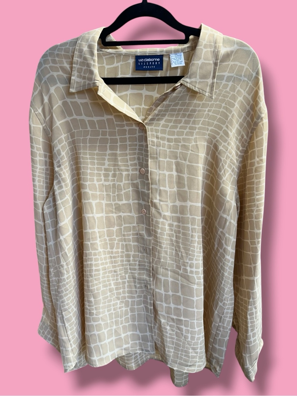 Liz Claiborne Beige Patterned Shirt